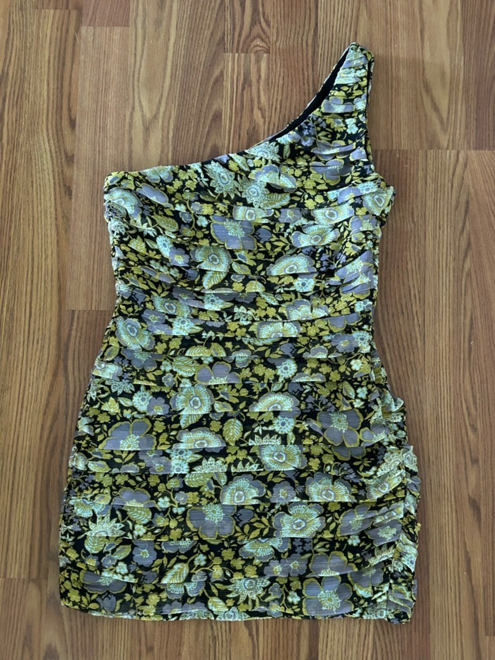 NWT Zara Floral One Shoulder Mini Dress Medium - Picture 2 of 7